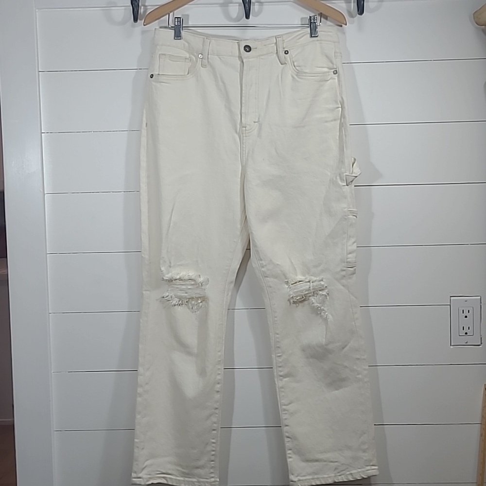 Earnest Sewn New York Jean Women's sz 31 Skylar Carpenter Pants High Rise Cream